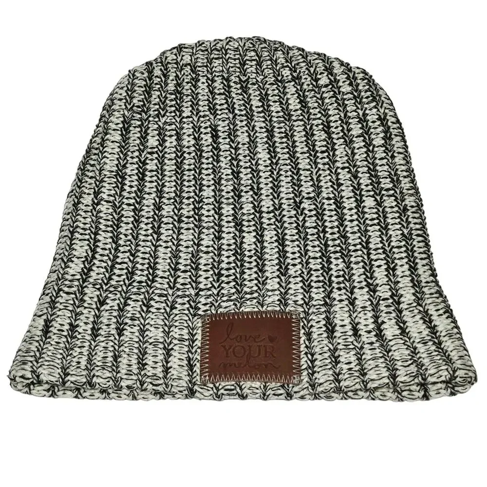 LOVE YOUR MELON BLACK & WHITE KNIT BEANIE 100% COTTON ONE SIZE –  CHARITY BRAND